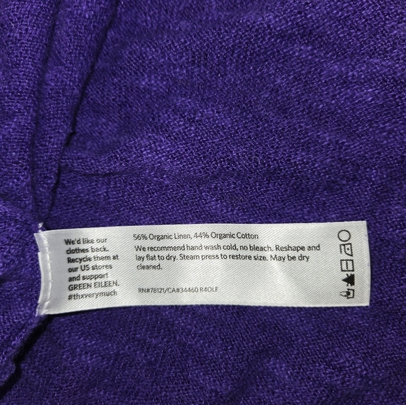 Eileen Fisher Purple Women's Linen & Cotton Blend Crew Neck Sweater - Picture 8 of 8